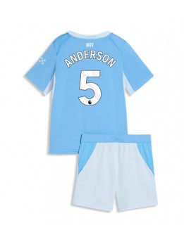 Otroški Nogometna dresi replika Manchester City Elliot Anderson #5 Domači 2026-27 Kratek rokav (+ hlače)